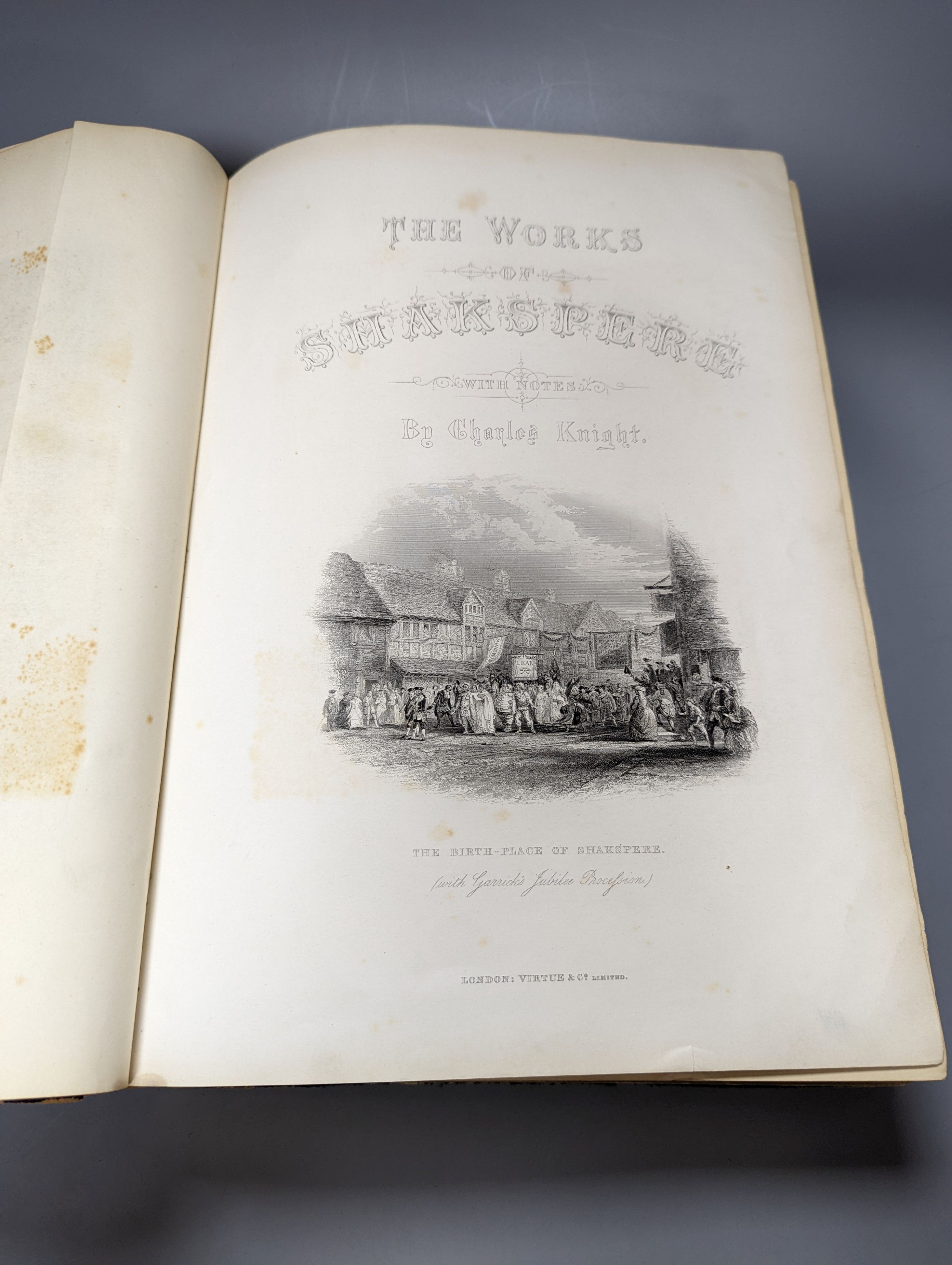 Shakespeare, William - The Works of Shakespeare. Imperial Edition, 2 vols. Edited by Charles Knight. num. steel-engraved plates (after Frith, Gilbert, Dadd & others); publisher's gilt half